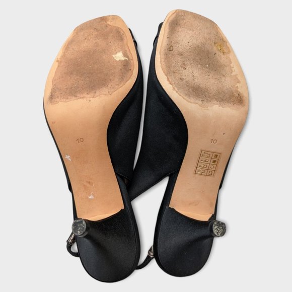 Coast Black Satin Fabric Peep Toe Heels with Bow Detail Size EU 41 UK 7.5 - Picture 4 of 4